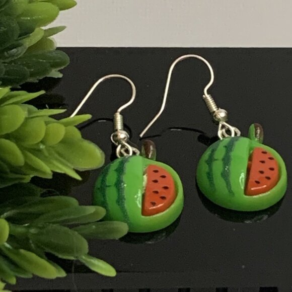 Watermelon Earring, Summer Earring, Funny Food Earring, Fruit Earring, Gift Idea - Picture 1 of 7